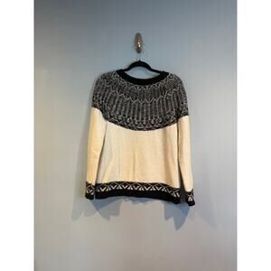 Talbots Black & White Fair Isle Knit Sweater – Size Small